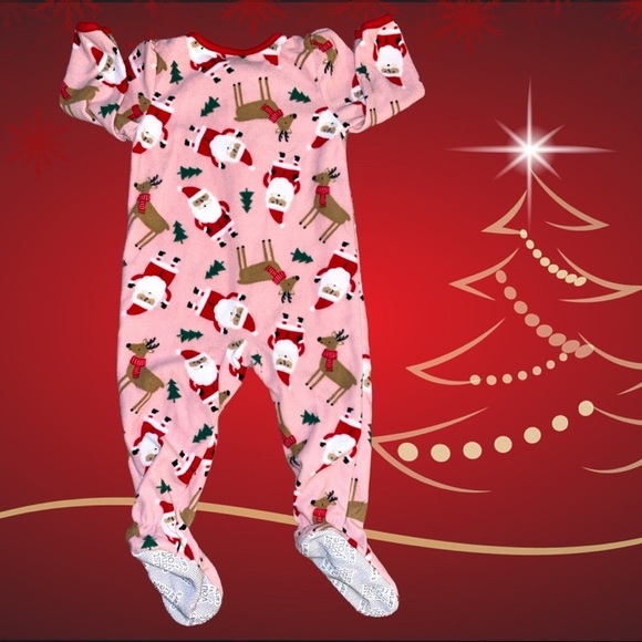 Carter’s Size 18M Santa & Reindeer Full Zip Christmas Footie Pajama - Picture 2 of 4